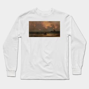 Sunset at Point Judith Light by Martin Johnson Heade Long Sleeve T-Shirt